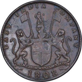 Copper Ten Cash Coin of Madras Presidency.