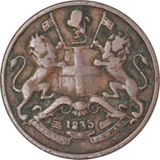 Copper One Twelfth Anna Coin of East India Company of Madras Mint of 1835.