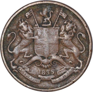 Copper One Twelfth Anna Coin of East India Company of Madras Mint of 1835.