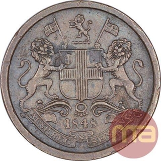 Rare Copper One Twelfth Anna Coin of East India Company of Calcutta Mint of 1848.