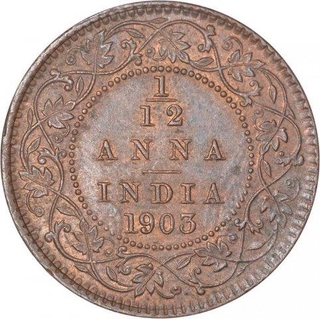 Copper One Twelfth Anna Coin of King Edward VII of Calcutta Mint of 1903.