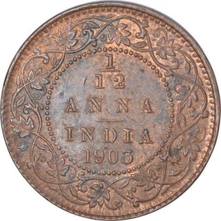 Copper One Twelfth Anna Coin of King Edward VII of Calcutta Mint of 1903.