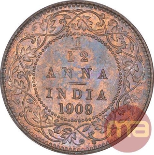 Bronze One Twelfth Anna Coin of King Edward VII of Calcutta Mint of 1909.