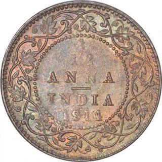 Bronze One Twelfth Anna Coin of King George V of Calcutta Mint of 1914.