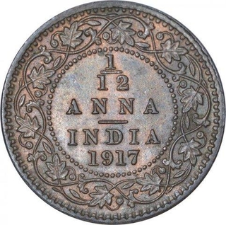 Bronze One Twelfth Anna Coin of King George V of Calcutta Mint of 1917.