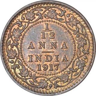 Bronze One Twelfth Anna Coin of King George V of Calcutta Mint of 1917.