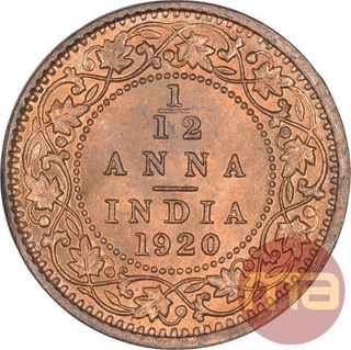 Bronze One Twelfth Anna Coin of King George V of Calcutta Mint of 1920.