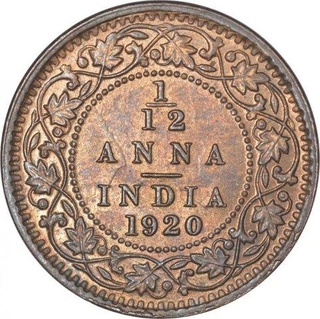 Bronze One Twelfth Anna Coin of King George V of Calcutta Mint of 1920.