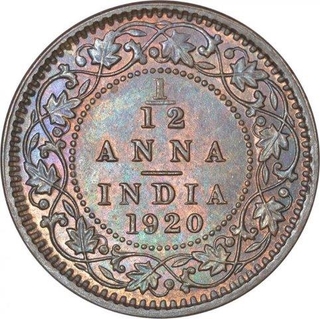 Bronze One Twelfth Anna Coin of King George V of Calcutta Mint of 1920.