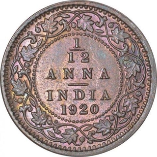 Bronze One Twelfth Anna Coin of King George V of Calcutta Mint of 1920.