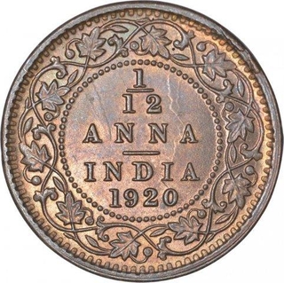 Bronze One Twelfth Anna Coin of King George V of Calcutta Mint of 1920.