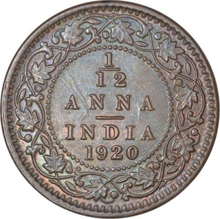 Bronze One Twelfth Anna Coin of King George V of Calcutta Mint of 1920.