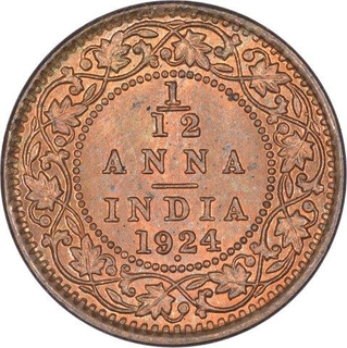 Bronze One Twelfth Anna Coin of King George V of Bombay Mint of 1924.