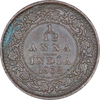 Bronze One Twelfth Anna Coin of King George V of Calcutta Mint of 1932.