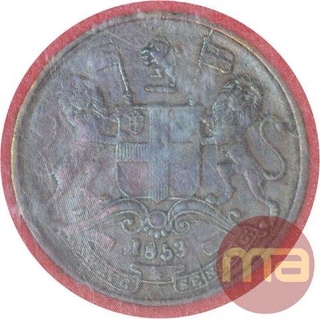 Copper Half Pice Coin of East India Company of Calcutta Mint of 1853.