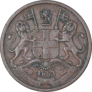 Copper Half Pice Coin of East India Company of Calcutta Mint of 1853.