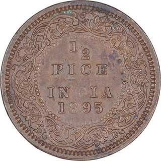 Copper Half Pice Coin of Victoria Empress of Calcutta Mint of 1895.