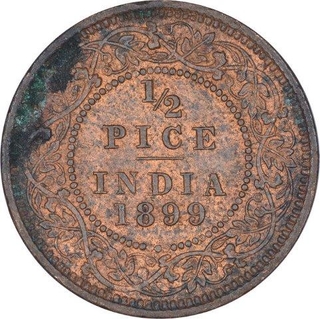 Copper Half Pice Coin of Victoria Empress of Calcutta Mint of 1899.