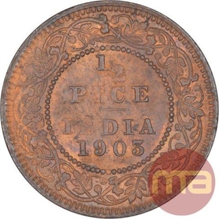 Copper Half Pice Coin of King Edward VII of Calcutta Mint of 1903.