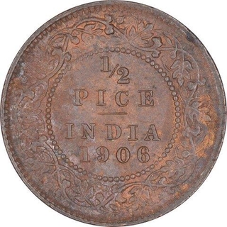 Bronze Half Pice Coin of King Edward VII of Calcutta Mint of 1906.