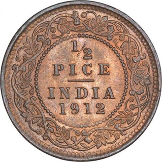 Bronze Half Pice Coin of King George V of Calcutta Mint of 1912.