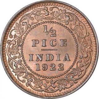 Bronze Half Pice Coin of King George V of Calcutta Mint of 1922.