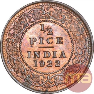 Bronze Half Pice Coin of King George V of Calcutta Mint of 1922.