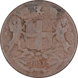 Copper One Quarter Anna Coin of East India Company of Birmingham Mint of 1857. 