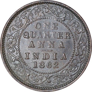 Copper One Quarter Anna Coin of Victoria Queen of Calcutta Mint of 1862.