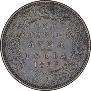 Copper One Quarter Anna Coin of Victoria Queen of Madras Mint of 1862.