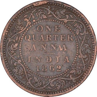 Copper One Quarter Anna Coin of Victoria Queen of Bombay Mint of 1862.