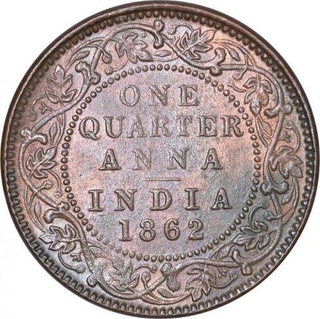 Copper One Quarter Anna Coin of Victoria Queen of Calcutta Mint of 1862. 