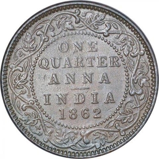 Copper One Quarter Anna Coin of Victoria Queen of Calcutta Mint of 1862.