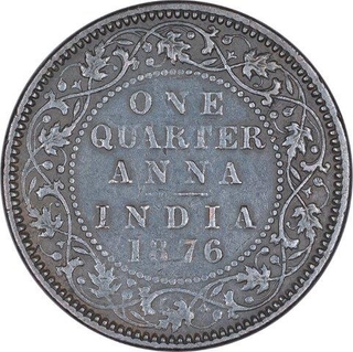 Copper One Quarter Anna Coin of Victoria Queen of Calcutta Mint of 1876.