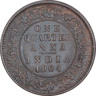 Copper One Quarter Anna Coin of King Edward VII of Calcutta Mint of 1904.