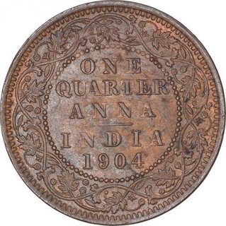 Copper One Quarter Anna Coin of King Edward VII of Calcutta Mint of 1904.