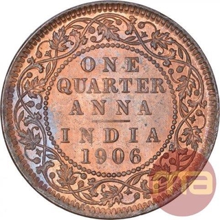 Copper One Quarter Anna Coin of King Edward VII of Calcutta Mint of 1906.