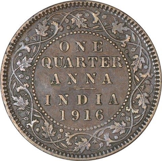 Bronze One Quarter Anna Coin of King George V of Calcutta Mint of 1916.