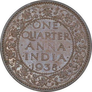 Bronze One Quarter Anna Coin of King George VI of Calcutta Mint of 1938.