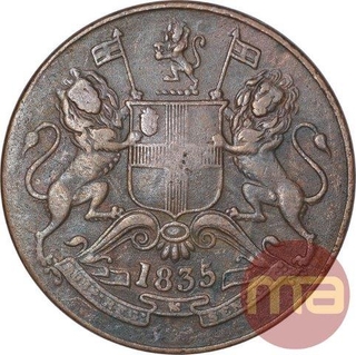 Copper Half Anna Coin of East India Company of Bombay Mint of 1835.