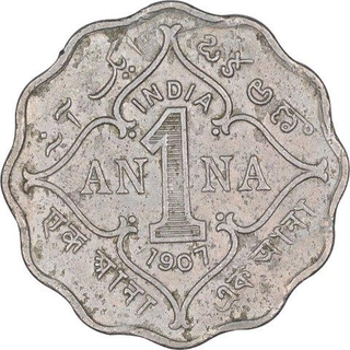 Cupro Nickel One Anna Coin of King Edward VII of Calcutta Mint of 1907.