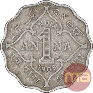 Cupro Nickel One Anna Coin of King Edward VII of Bombay Mint of 1908.