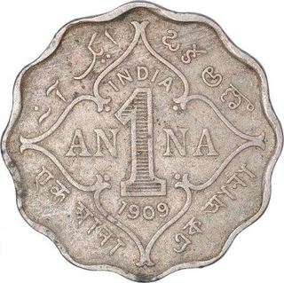 Cupro Nickel One Anna Coin of King Edward VII of Bombay Mint of 1909.