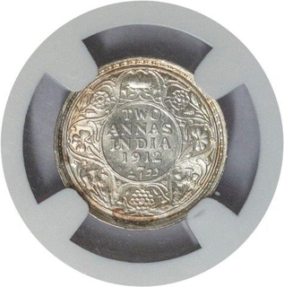 Silver Two Annas Coin of King George V of Bombay Mint of 1912.