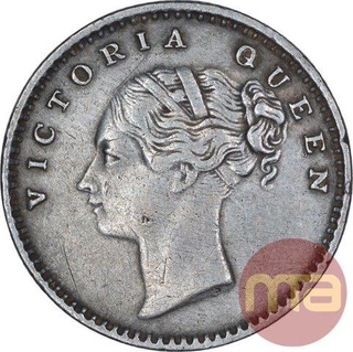 Silver Quarter Rupee Coin of Victoria Queen of Madras Mint of 1840.