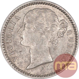 Silver Quarter Rupee Coin of Victoria Queen of Calcutta Mint of 1840.