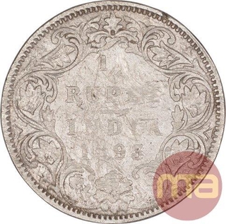 Silver Quarter Rupee Coin of Victoria Empress of Bombay Mint of 1893.