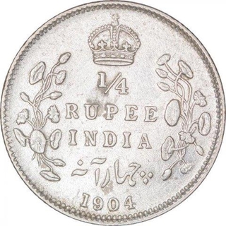 Silver Quarter Rupee Coin of King Edward VII of Calcutta Mint of 1904.