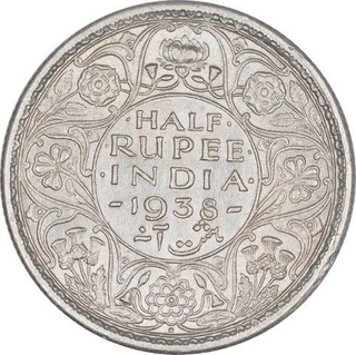 Silver Half Rupee Coin of King George VI of Bombay Mint of 1938.