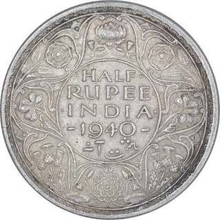 Silver Half Rupee Coin of King George VI of Bombay Mint of 1940.